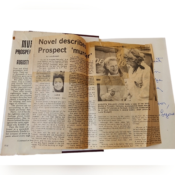 Author signed Murder at Prospect Kentucky with article- vintage used condition - Picture 7 of 9